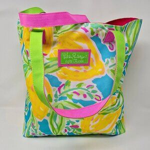 Lilly Pulitzer for Estée Lauder Floral Canvas Tote Bag – Waterproof Pink Lining